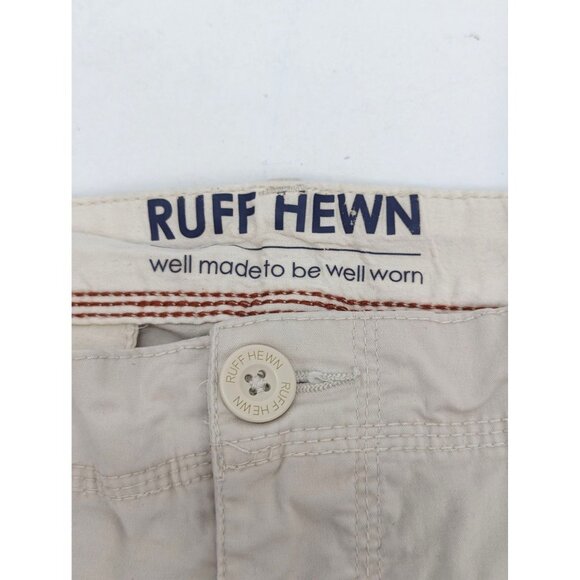 Ruff Hewn Men Beige Flat Front Cotton Blend Cargo Shorts Size 38 - Picture 10 of 10